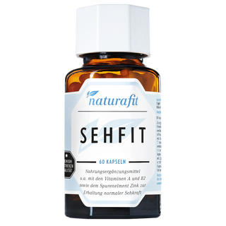 Nahrungsergänzungsmittel Naturafit Sehfit mit 60 Kapseln u.a. mit den Vitaminen A und B2 sowie dem Spurenelement Zink zur Erhaltung normaler Sehkraft