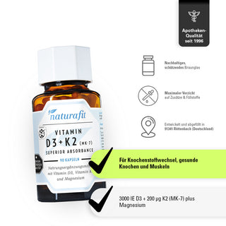 Naturafit Vitamin D3+K2 MK-7 Superior Absorbance 90 Kapseln – Produktvorteile und Eigenschaften im Überblick