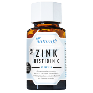 Naturafit Zink Histidin C 90 Kapseln ist ein Nahrungsergänzungsmittel mit Zink, L-Histidin und Vitamin C. Zink trägt zu einer normalen Funktion des Immunsystems bei.